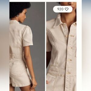 Anthropologie The Kit Utility Romper by Pilcro short Pink